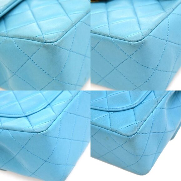 CHANEL CC Logo Mini Matelasse Chain Shoulder Bag Leather Blue GHW - Picture 11 of 14